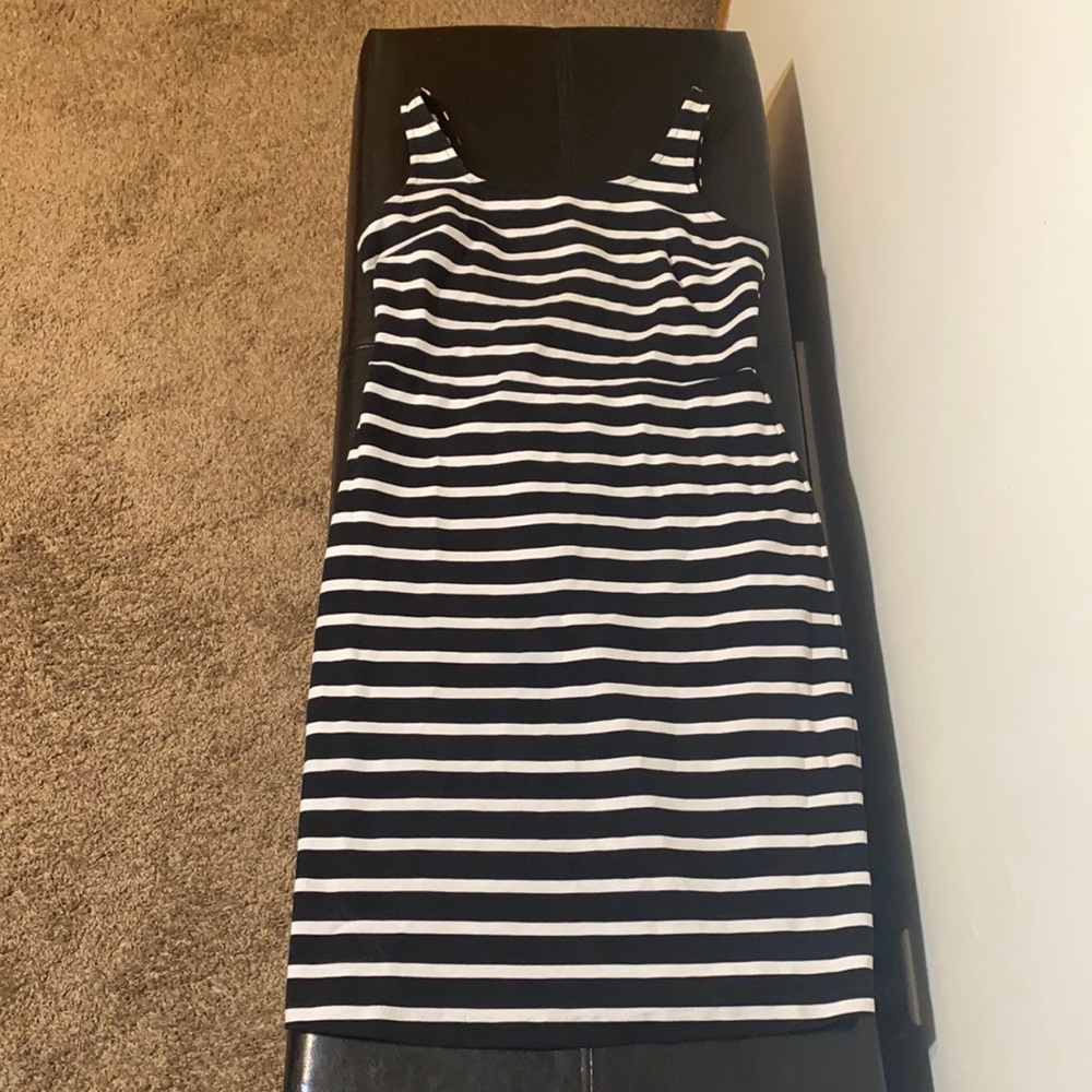 Midi sheath dress black and white striped
